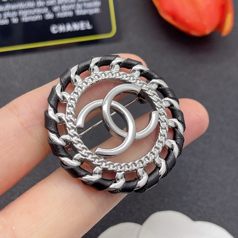 18K Chanel Leather Gold Brooch