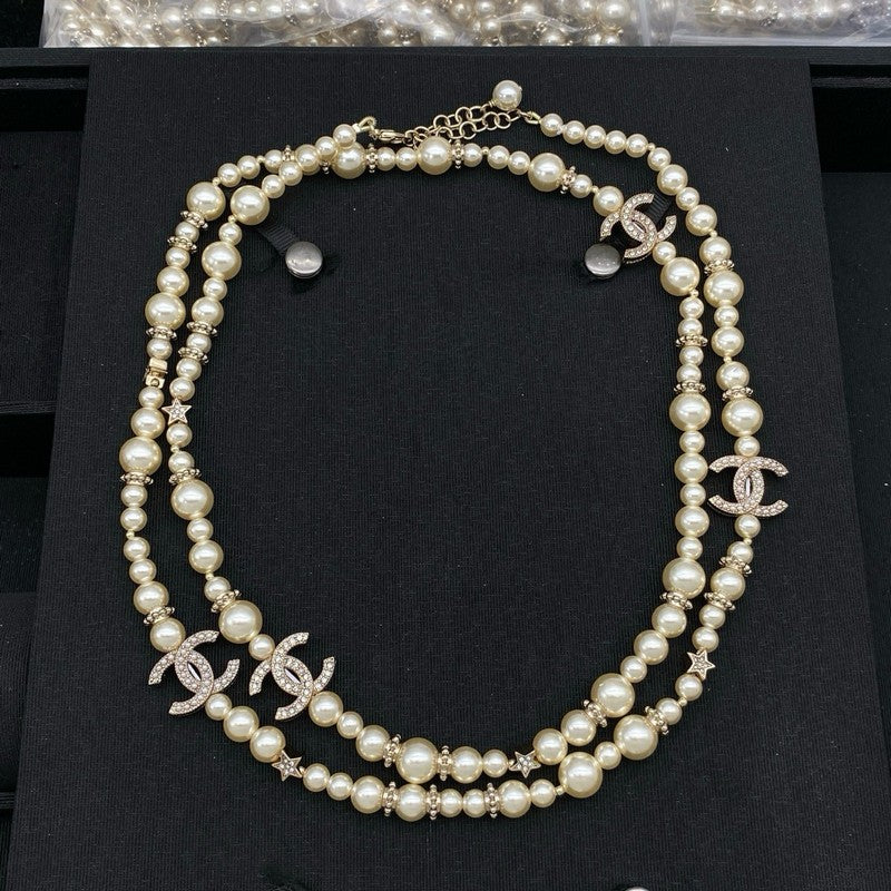18K Chanel Long Pearl Chain Necklace