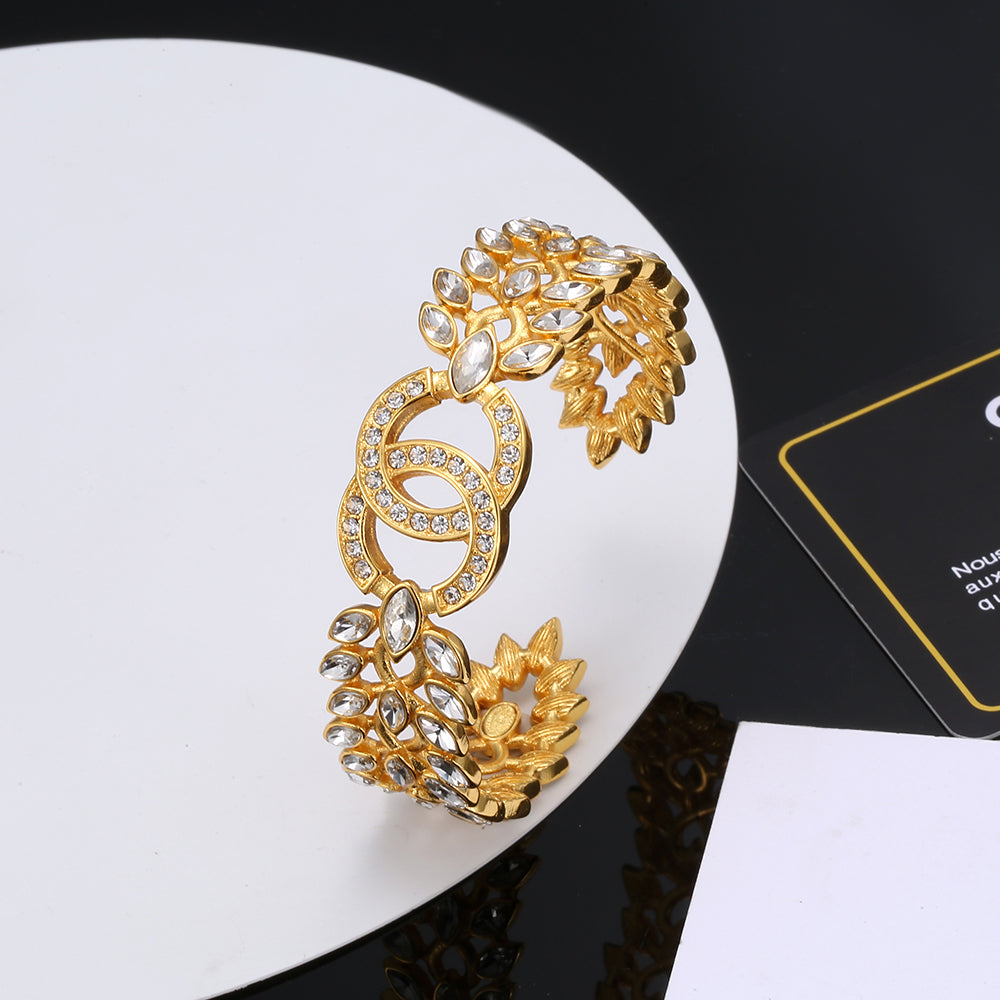 18K Chanel Crystals Open Cuff Bracelet