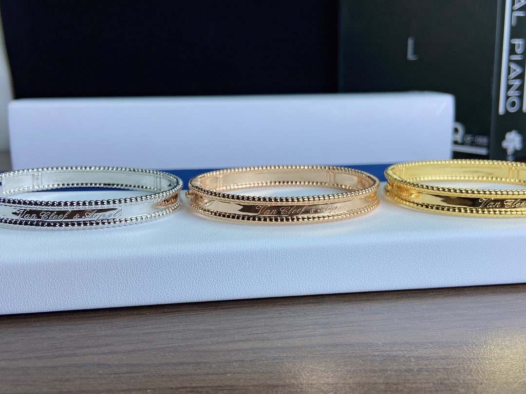 18K Van Cleef & Arpels Rose Gold Perlee Signature Bracelet