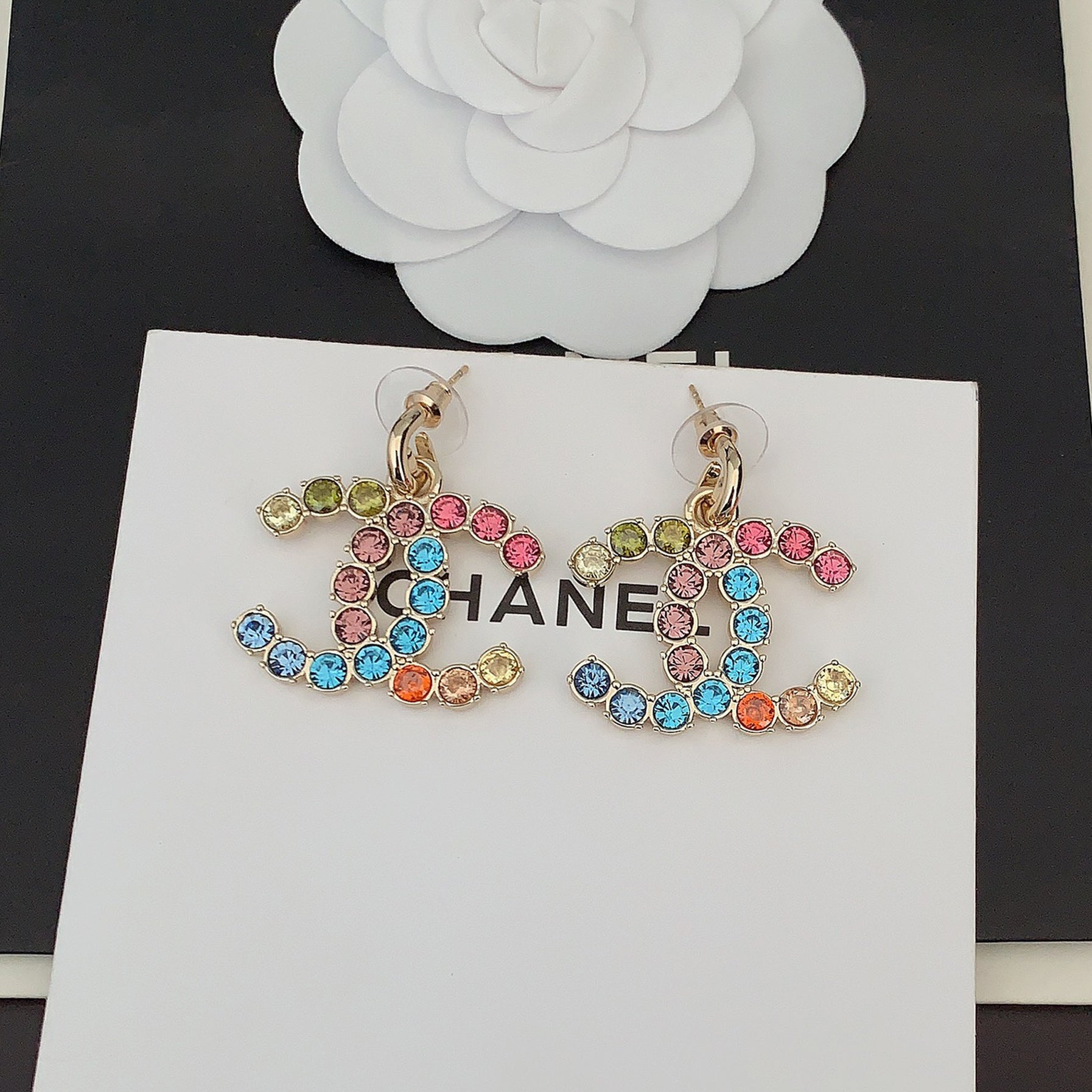 18K Chanel Color Crystals Earrings