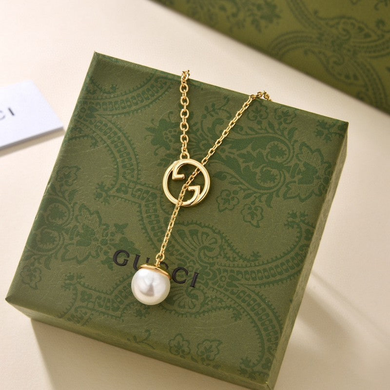 18K Gucci Blondie Pearl Drop Necklace