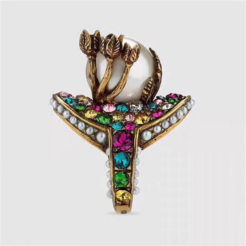 18K Gucci Multistone Pearl Ring
