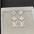 18K Louis Vuitton Purple Crystal Flower Long Earrings
