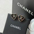 18K Chanel Black Heart Gold Earrings