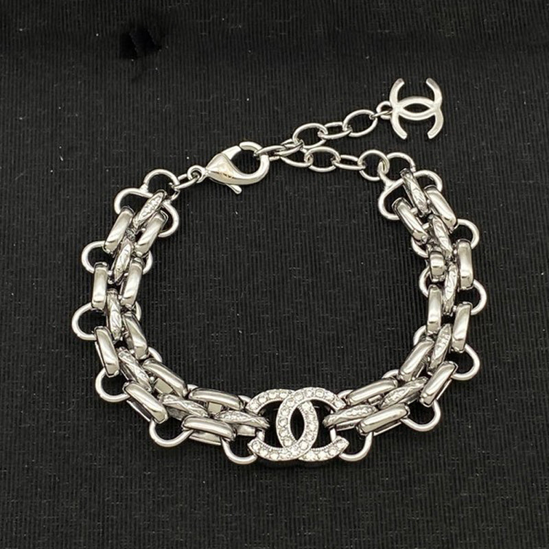 18K Chanel Diamond Logo Chain Bracelet