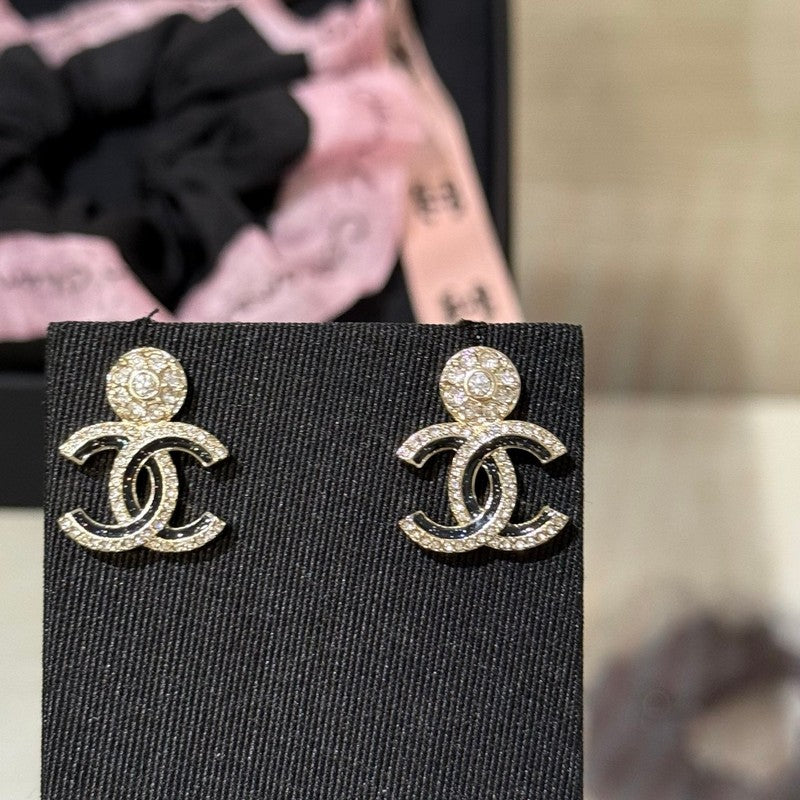 18K Chanel Black Diamond Earrings