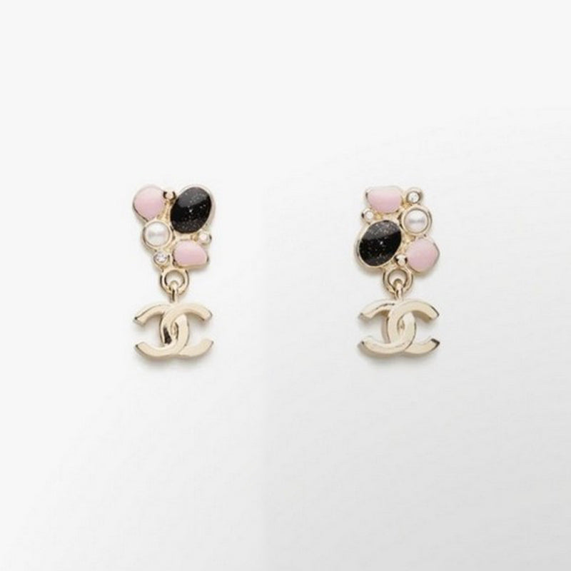 18K Chanel 25K Black & Pink Gold Earrings