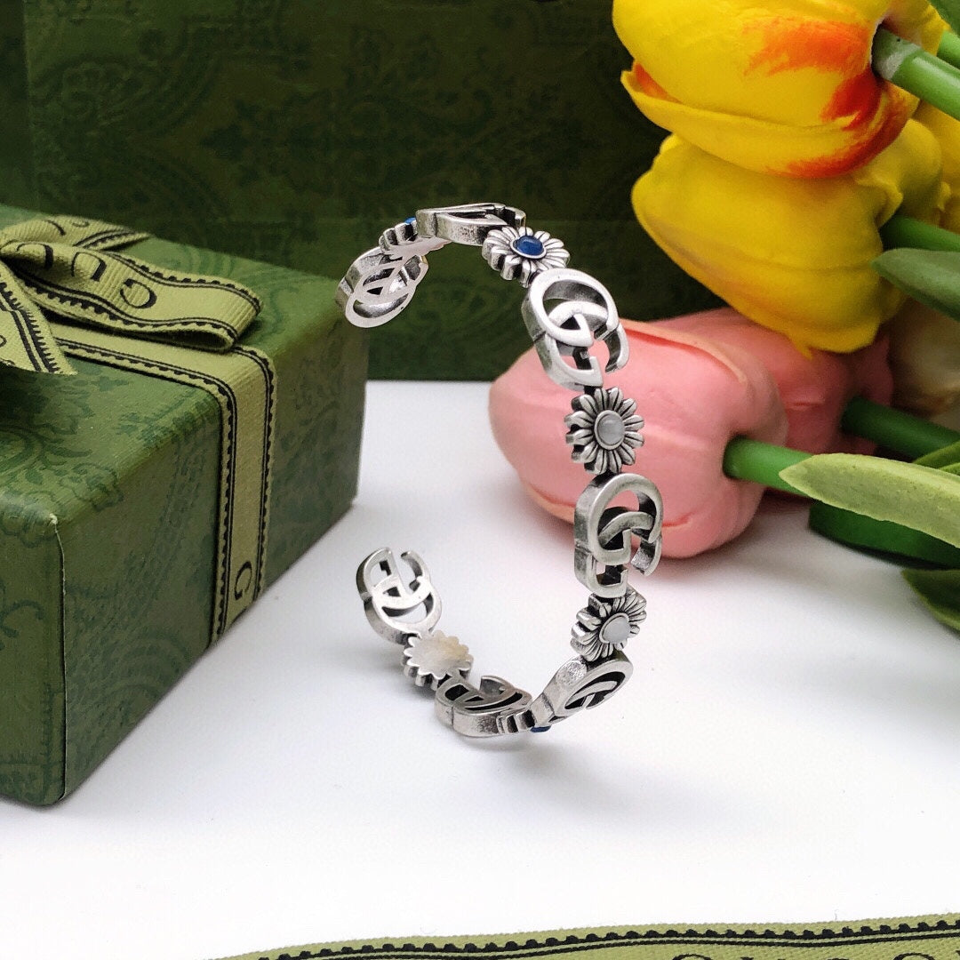 Gucci Flowers Open Cuff Bracelet