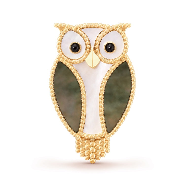18K Van Cleef & Arpels Lucky Animals Owl Clip Brooch