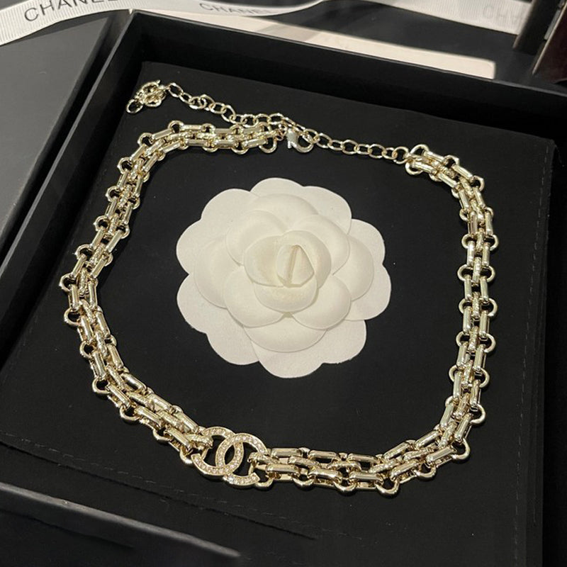 18K Chanel Pave Diamond Gold Necklace