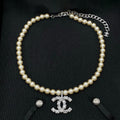 18K Chanel Diamond Pearl Chain Necklace