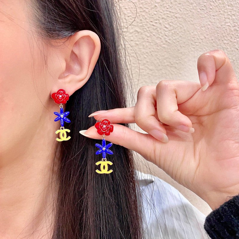 18K Chanel Color Camellia Earrings