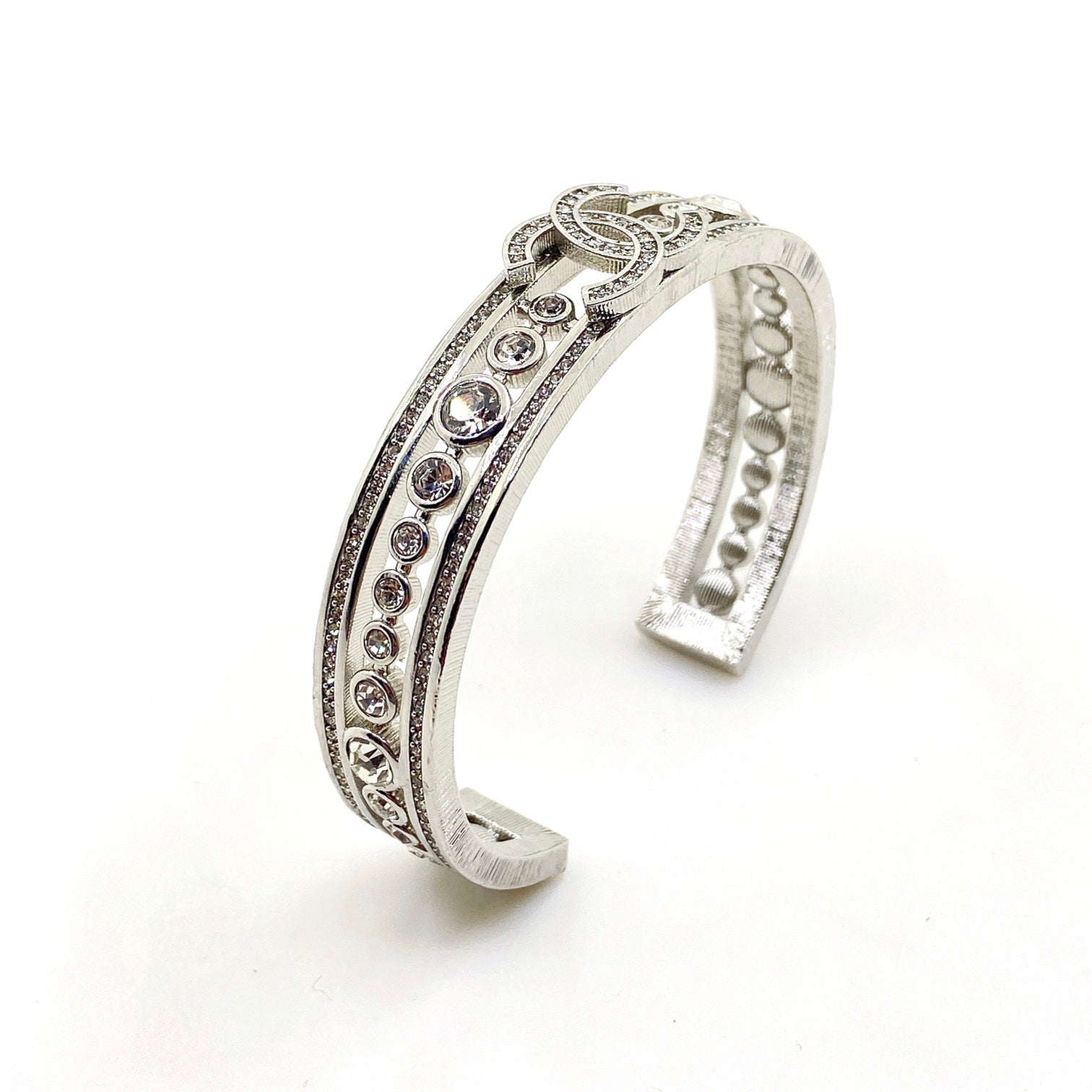 18K Chanel Cuff Crystals Open Bracelet
