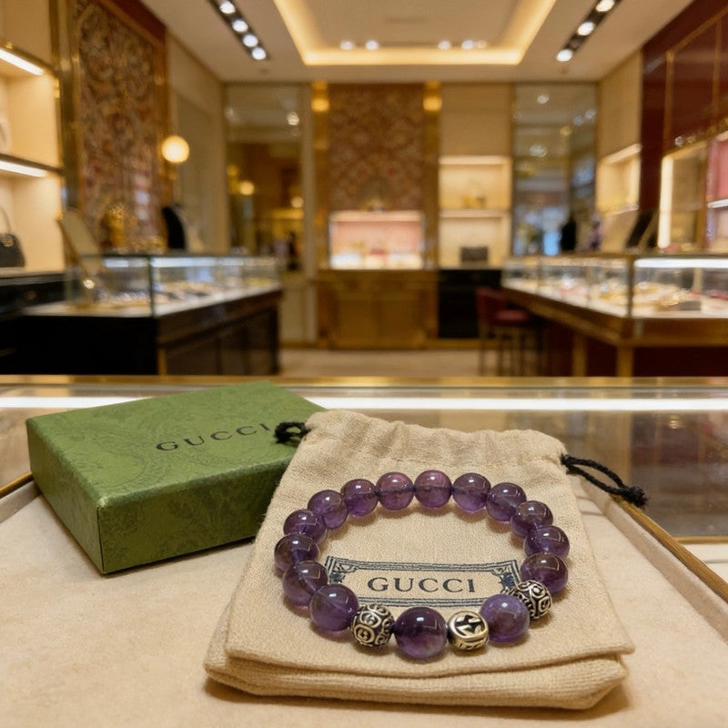18K Gucci Anger Forest Purple Bead Chain Bracelet