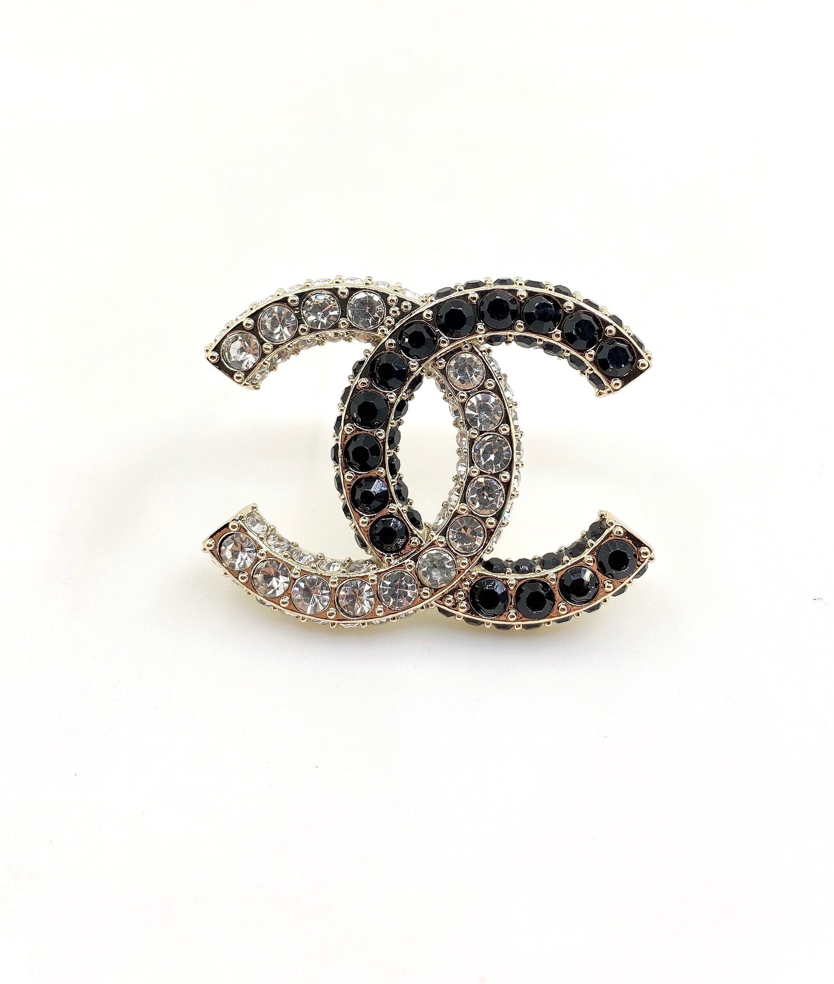 18K Chanel Black & White Crystals Brooch