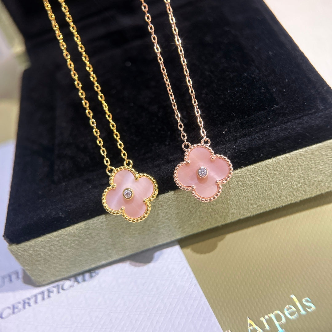 18K Van Cleef & Arpels Sweet Alhambra Pink Clover Necklace