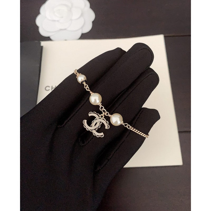 18K Chanel Black & White Logo Chain Bracelet
