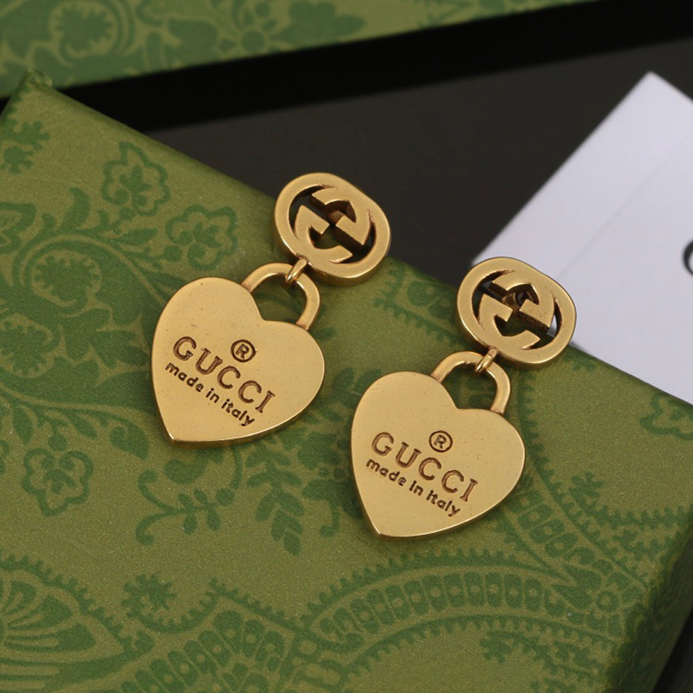 18K Gucci Heart Pendant Earrings