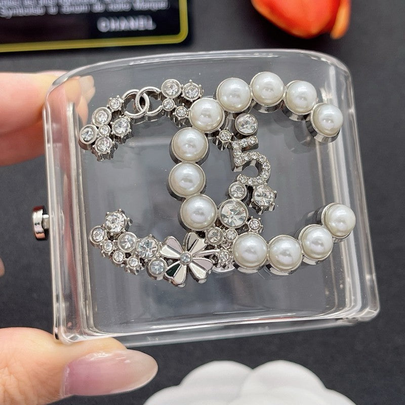 18K Chanel Pearl & Diamond Transparent Cuff Bracelet