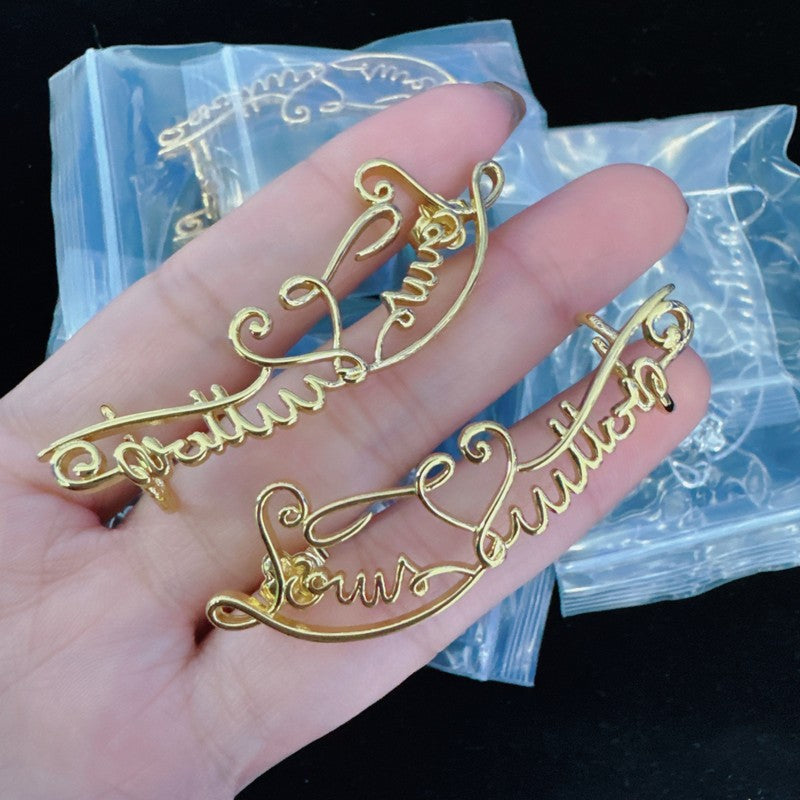 18K Louis Vuitton Script Gold Earrings