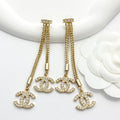 18K Chanel Long Tassel Diamond Earrings