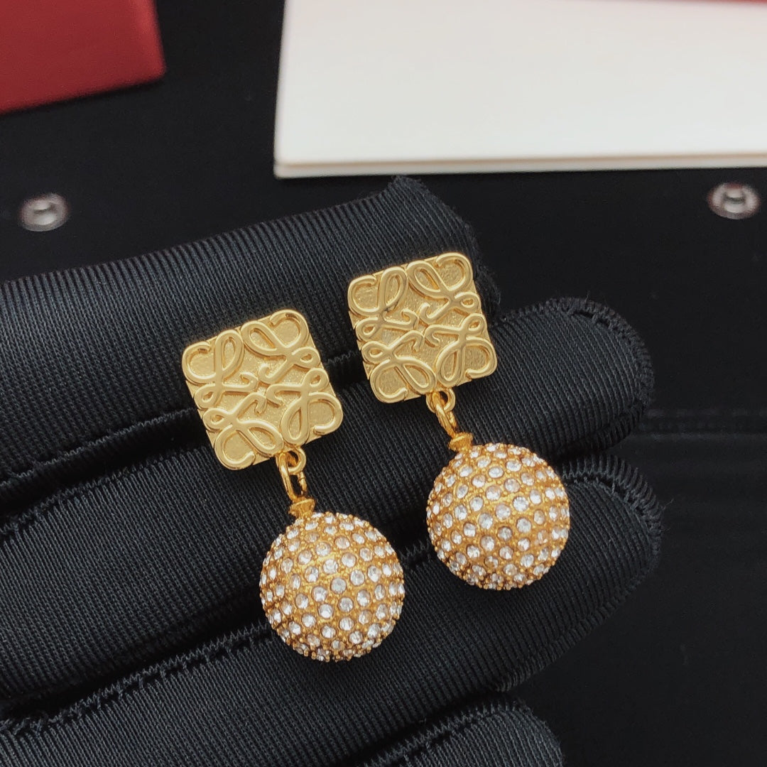 18K Loewe Anagram Diamonds Earrings