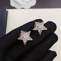 18K Chanel Star Diamond White Gold Earrings