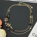18K Chanel Black Pearl Long Necklace