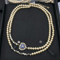 18K Chanel Blue Pearl Heart Long Necklace