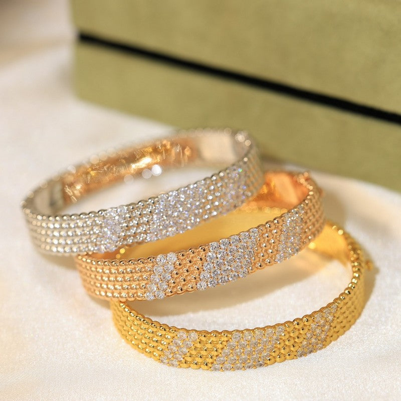 18K Van Cleef & Arpels Perlee 5 Rows Diamond Bracelet