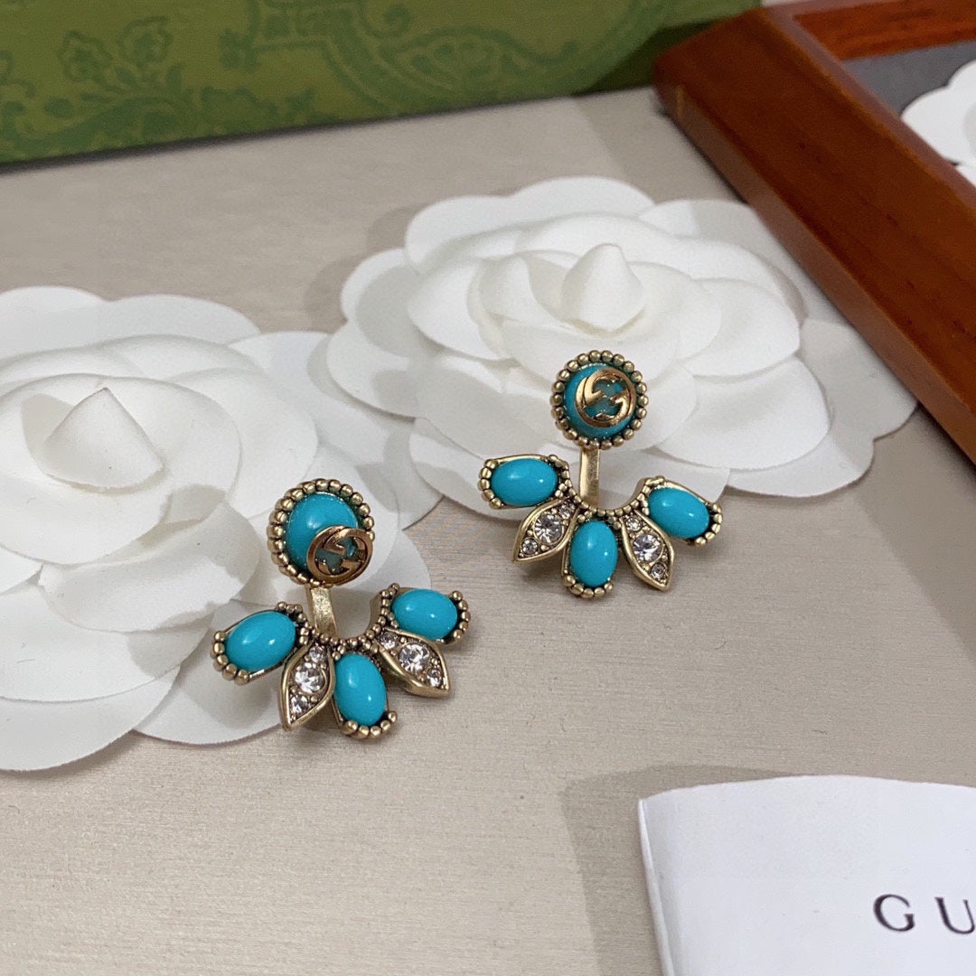 18K Gucci Blue Flowers Earrings