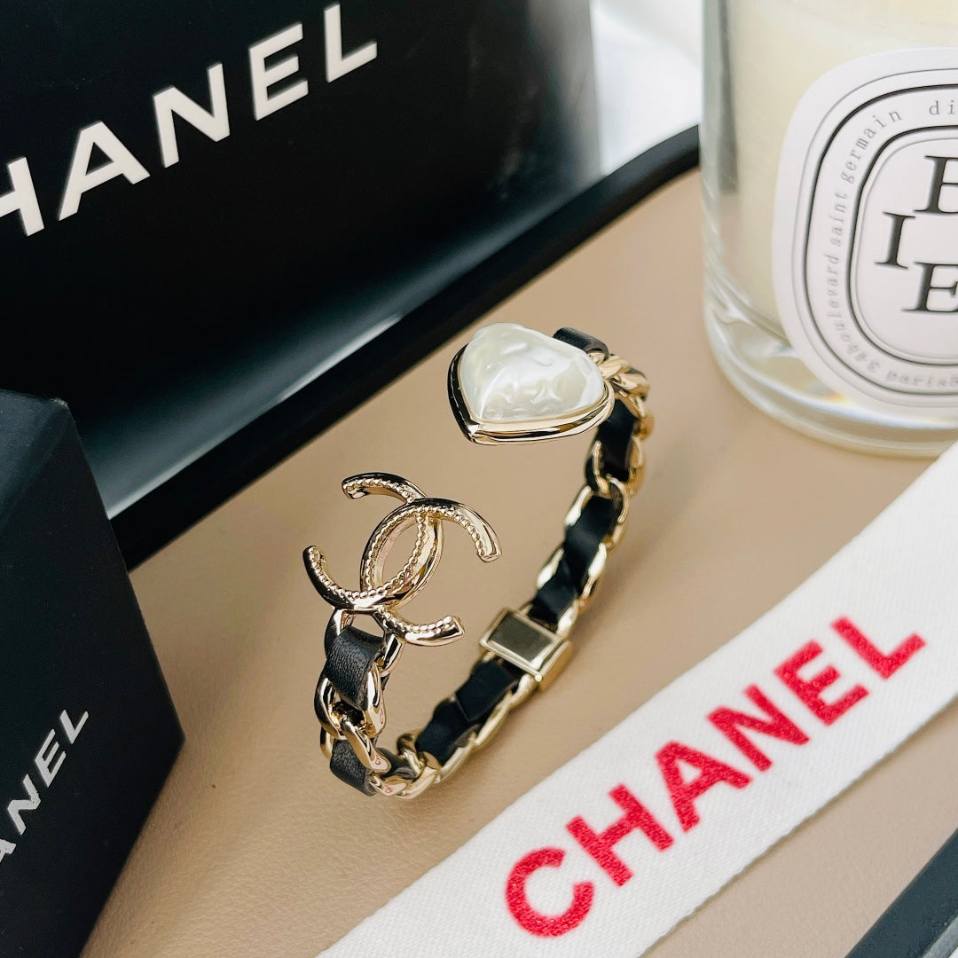 18K Chanel Heart Black Cuff Bracelet