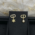 18K Dior Flower Pearl Gold Earrings