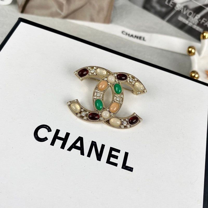 18K Chanel Color Crystal Diamond Brooch