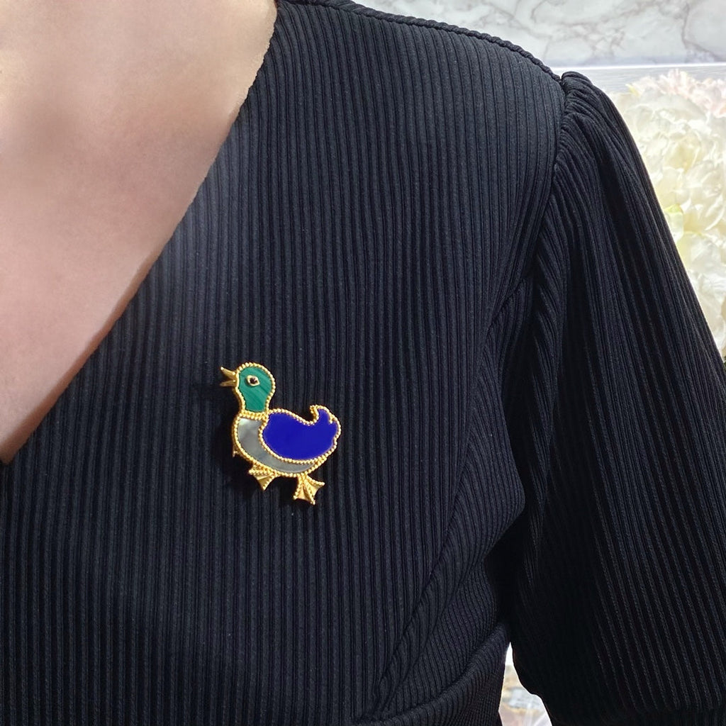 18K Van Cleef & Arpels Lucky Animals Duck Clip Brooch