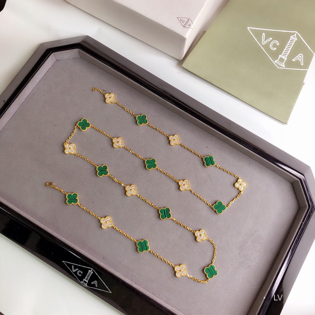18K Van Cleef & Arpels Vintage Alhambra 20 Motifs Long Clover Necklace