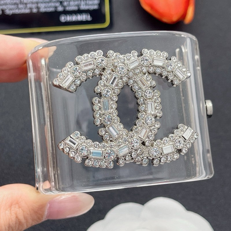 18K Chanel Pearl Diamond Transparent Cuff Bracelet