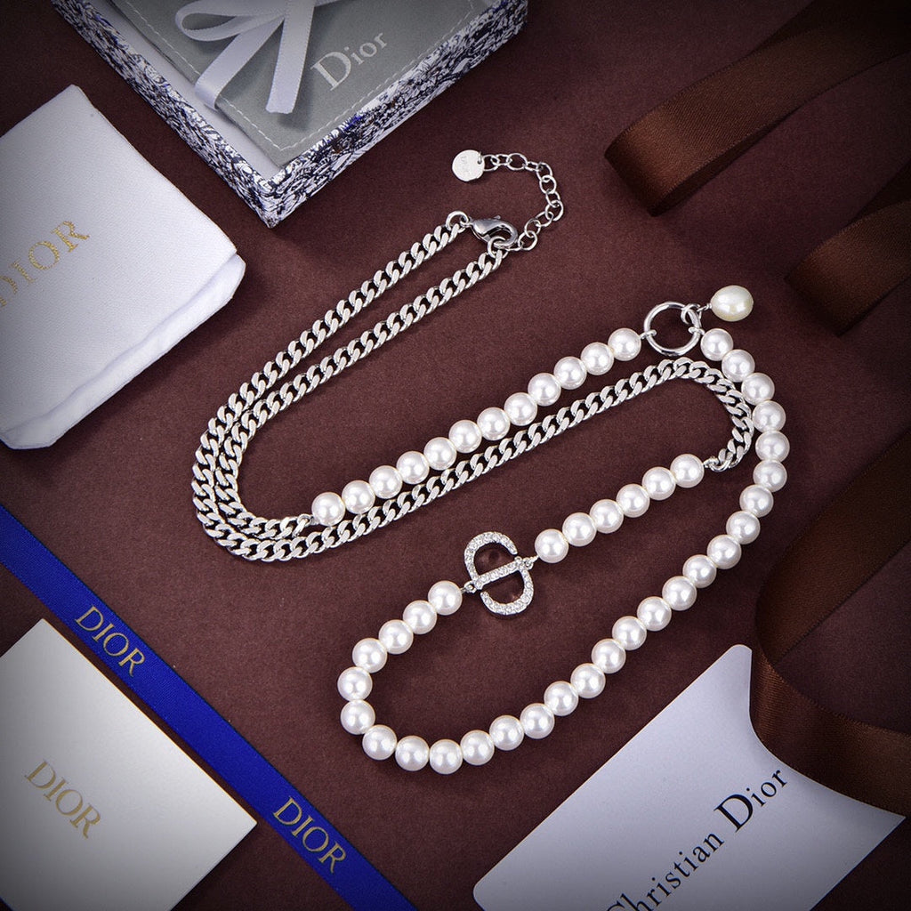 18K Dior Triomphe Gourmette Pearls Necklace
