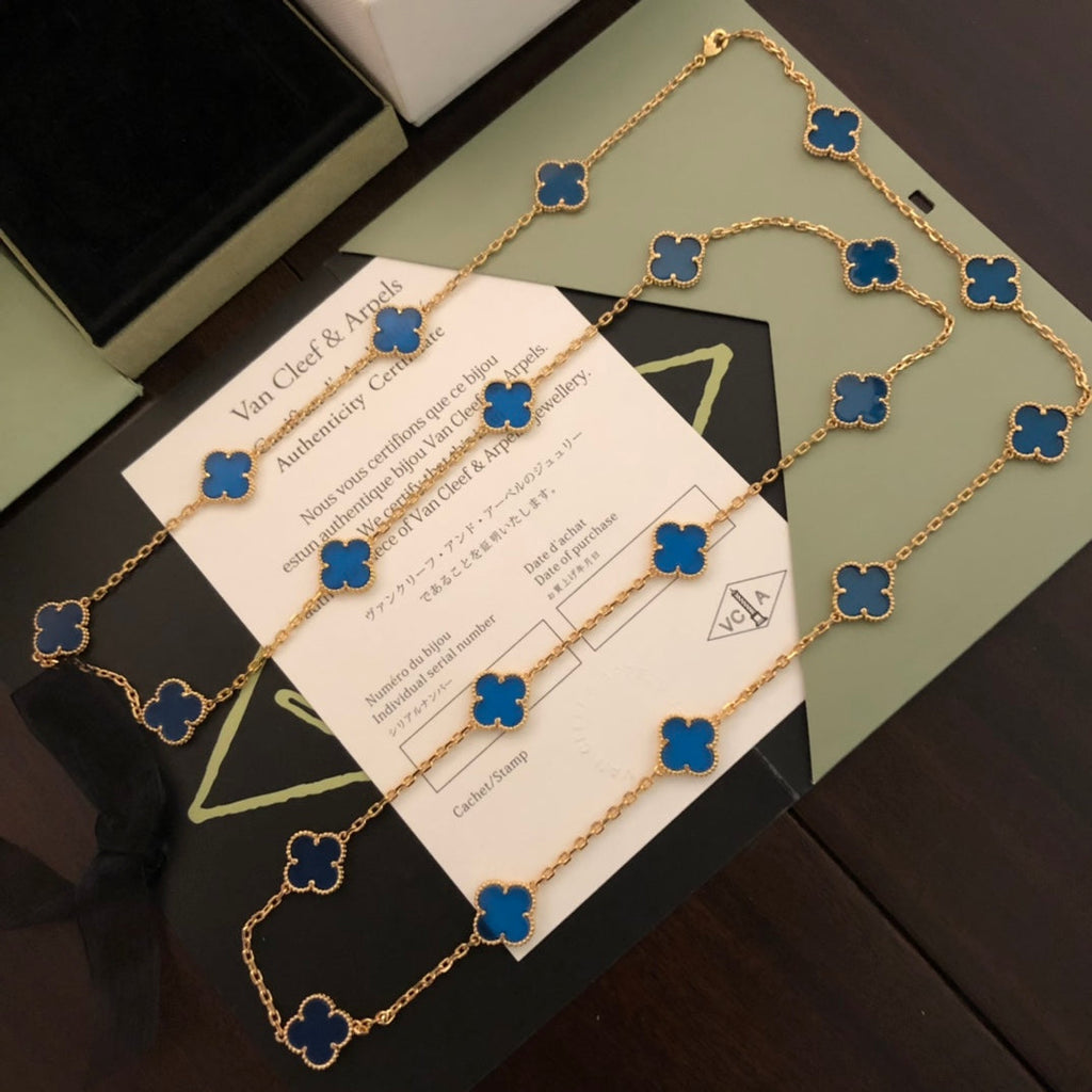 18K Van Cleef & Arpels Vintage Alhambra 20 Motifs Long Necklace