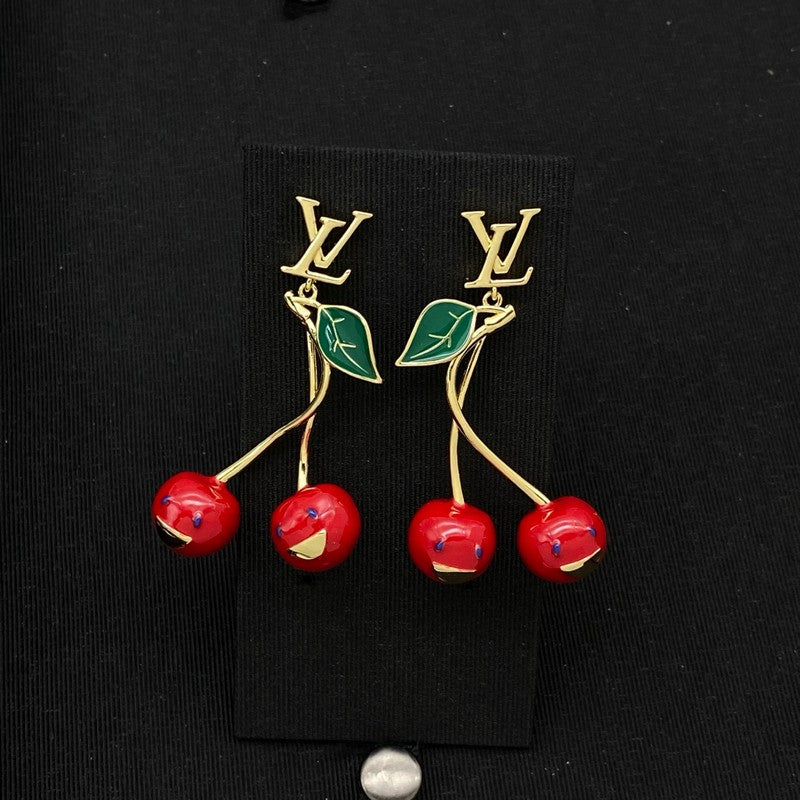 18K Louis Vuitton Cherry Pendant Earrings