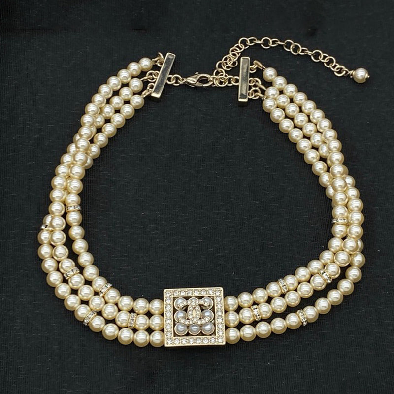 18K Chanel Pearl Gold Choker Necklace