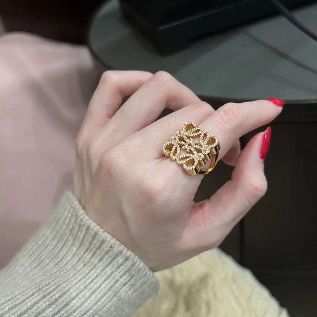 18K Loewe Anagram Crystals Ring