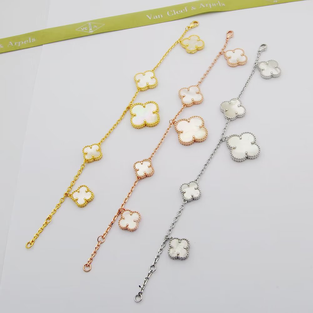 18K Van Cleef & Arpels Magic Alhambra Five Pearls Motifs Clover Bracelet