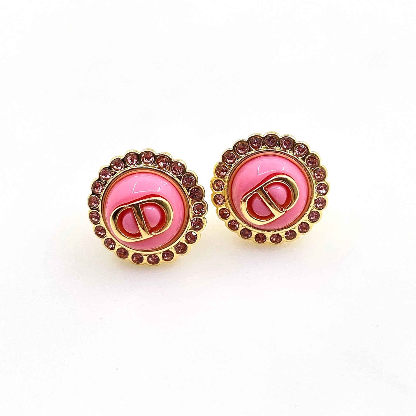 18K Chanel Pink Crystal Earrings