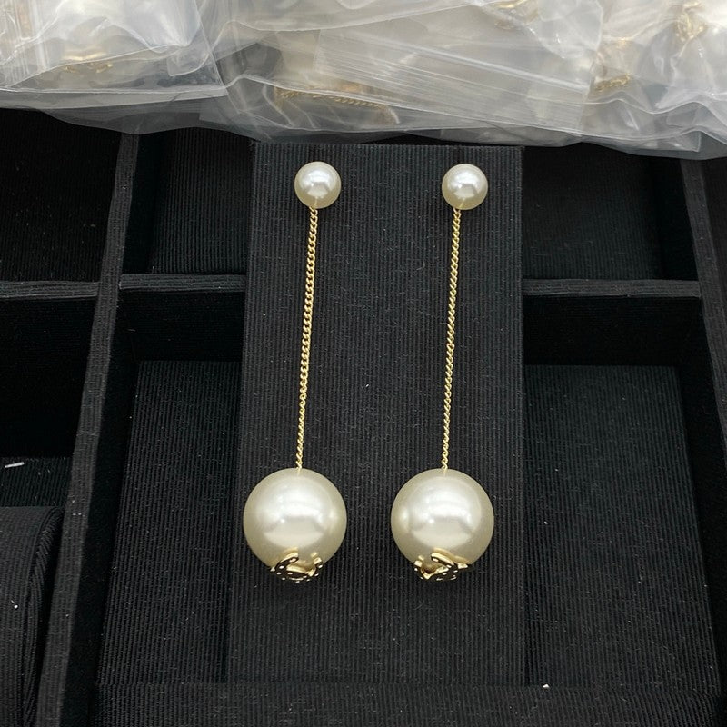 18K Chanel Pearl Long Earrings