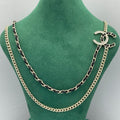 18K Chanel Black Leather Chain Necklace