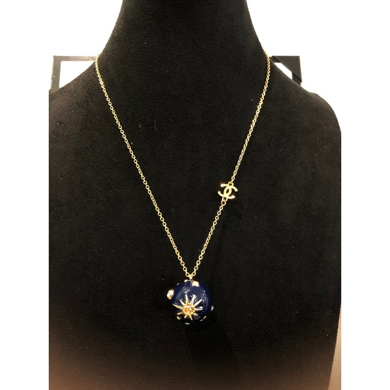 18K Chanel Blue Gold Ball Necklace
