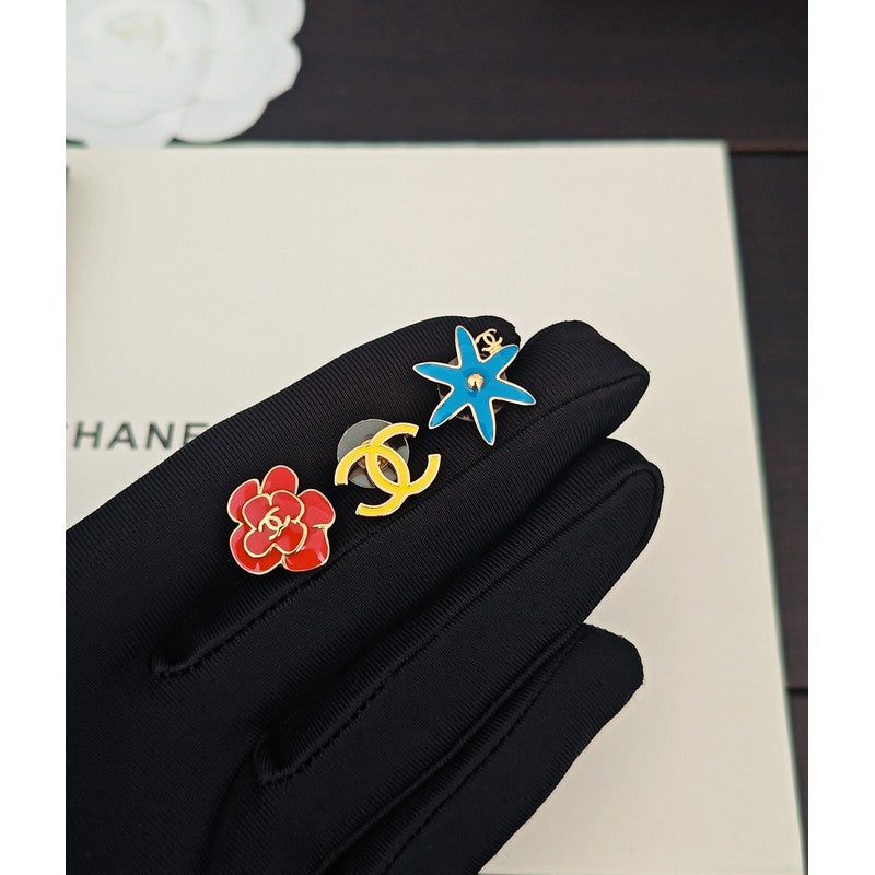 18K Chanel Color Camellia Earrings