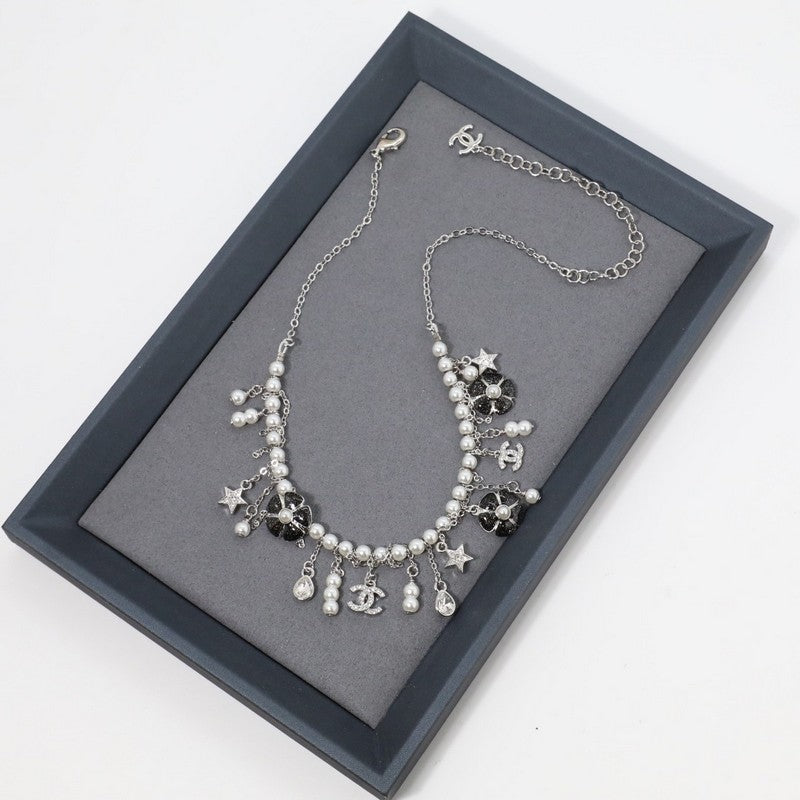 18K Chanel Camellia Pearl Chain Necklace